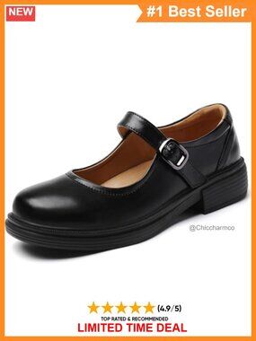 Women's Mary Jane Flats Non-Slip Comfort Buckle Strap Slip On Office Shoes